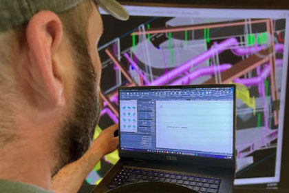 Larkin Hathaway team member reviewing specification in BIM software