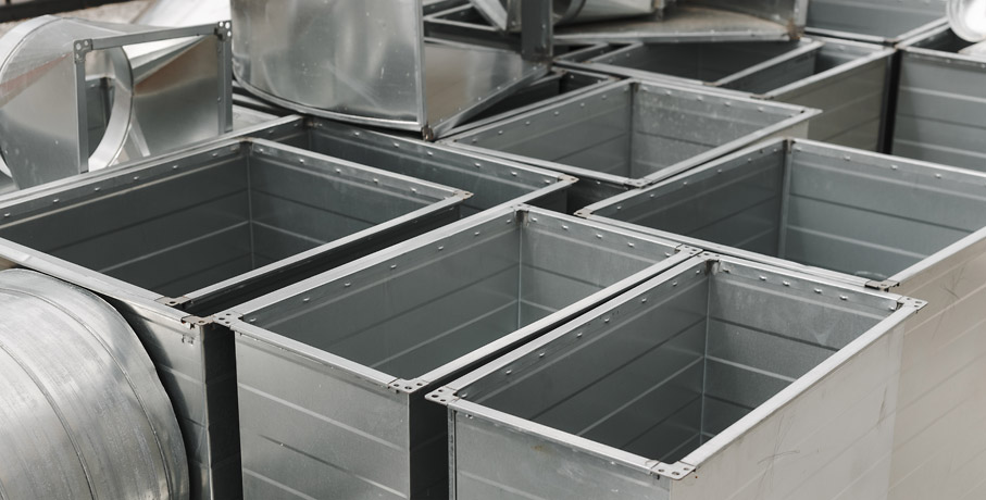 Custom fabricated HVAC ductwork ready for installation
